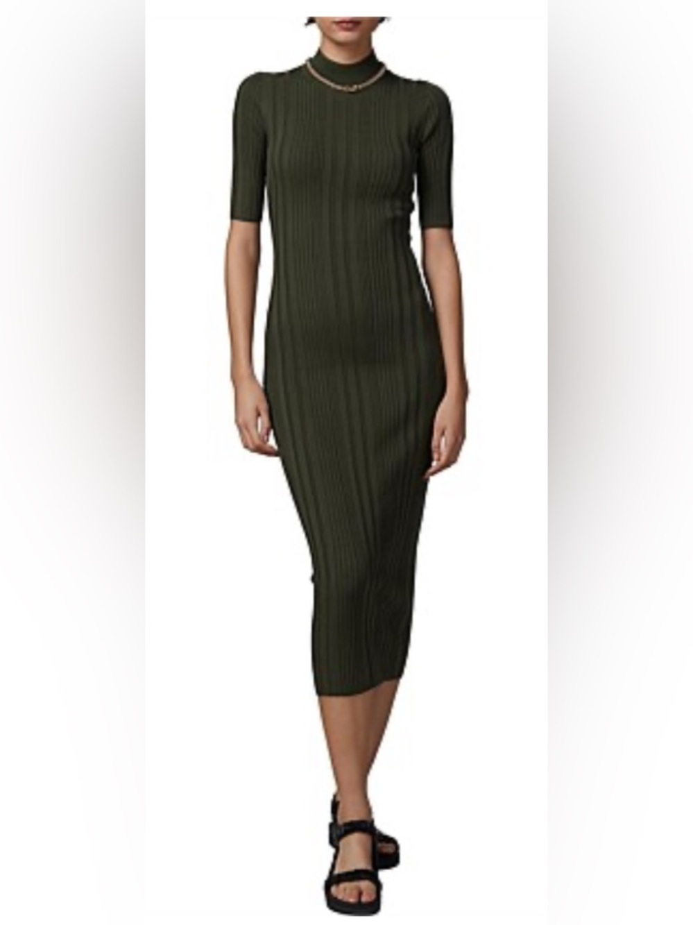 bec + bridge Olive Green Ribbed Midi Dress